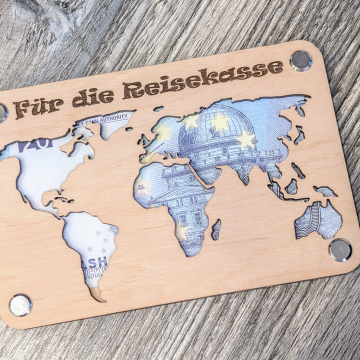 Geldgeschenk aus Holz - Für die Reisekasse